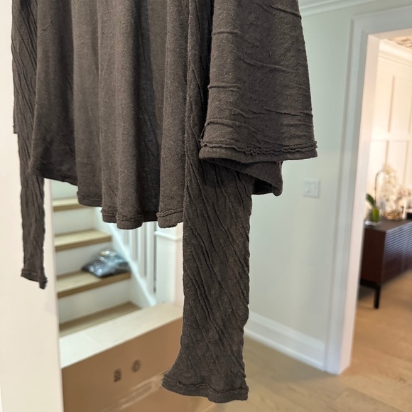 T by Alexander Wang Grey Crinkled Jersey Knit Moto Draping Open Cardigan - Sz M - Picture 7 of 11